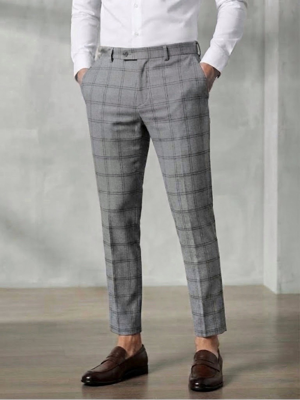 Yves Saint Laurent Lightweight Wool Trousers Mens Size 40 Plaid